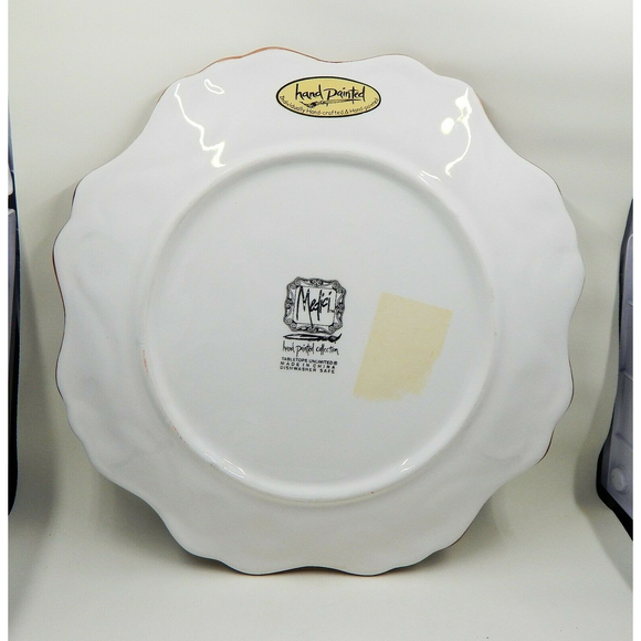 Tabletops Unlimited Hand-painted Medici Pattern Round Dinner Plate 11" - Picture 2 of 11